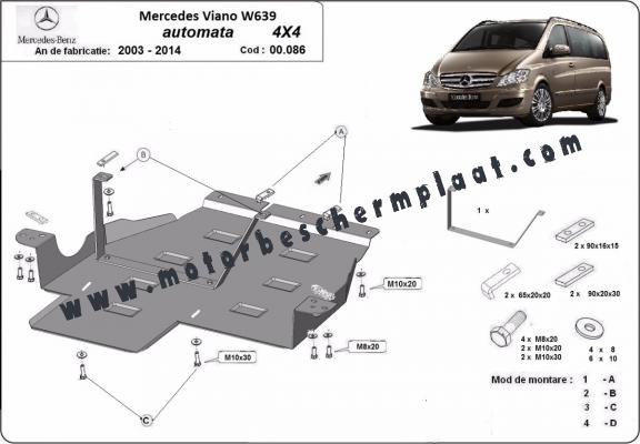 Versnellingsbak Beschermplaat voor Mercedes Viano W639 - 4x4 -automatische versnellingsbak