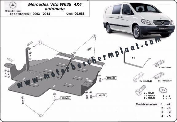 Versnellingsbak Beschermplaat voor Mercedes Vito W639 - 4x4 - automatische versnellingsbak