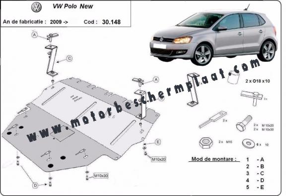 Motor, Versnellingsbak en Radiator Beschermplaat voor Vw Polo (6R) Diesel