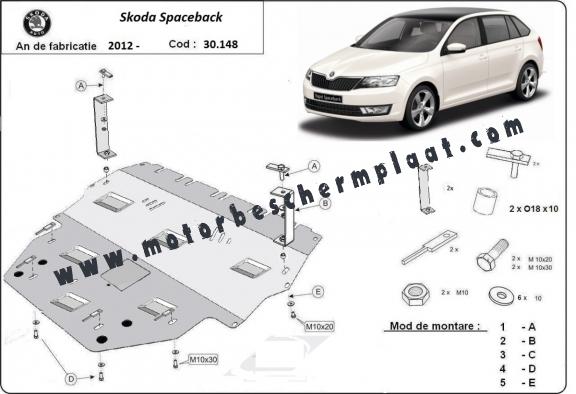 Motor, Versnellingsbak en Radiator Beschermplaat voor Skoda Spaceback