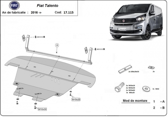 Motor, Versnellingsbak en Radiator Beschermplaat voor Fiat Talento