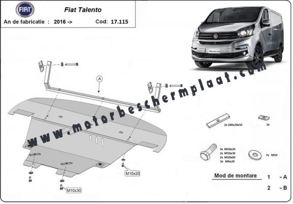 Motor, Versnellingsbak en Radiator Beschermplaat voor Fiat Talento