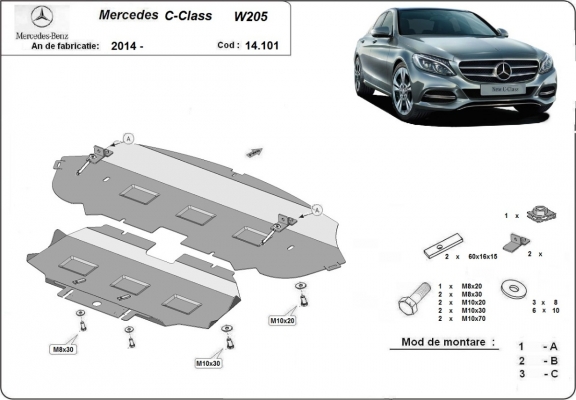 Motor Beschermplaat voor Mercedes C-Class W205