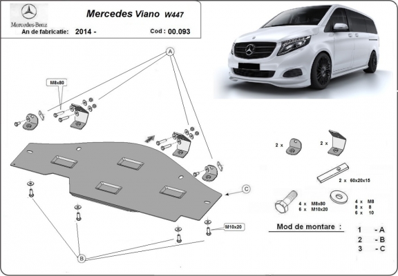 Stop&Go Systeem Beschermplaat voor Mercedes Viano W447, 4x2, 1.6 D