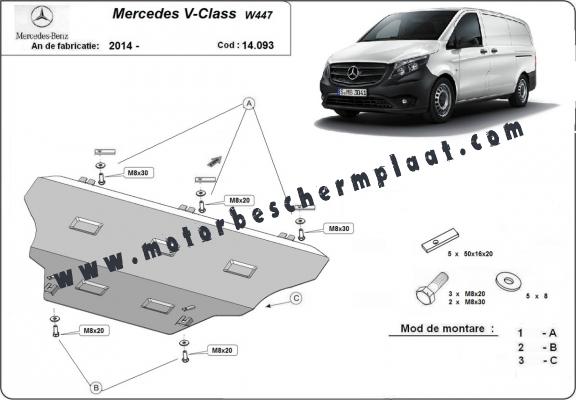 Motor, Versnellingsbak en Radiator Beschermplaat voor Mercedes V-Classe W447, 4x2, 1.6 D