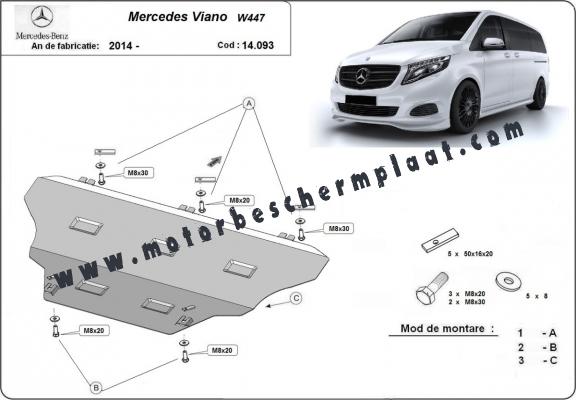 Motor, Versnellingsbak en Radiator Beschermplaat voor Mercedes Viano W447, 4x2, 1.6 D