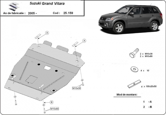 Motor en Radiator Beschermplaat voor Suzuki Grand Vitara 2