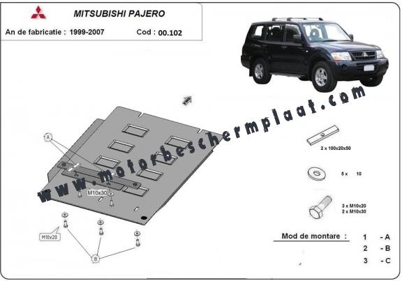 Versnellingsbak Beschermplaat voor Mitsubishi Pajero 3 (V60, V70)