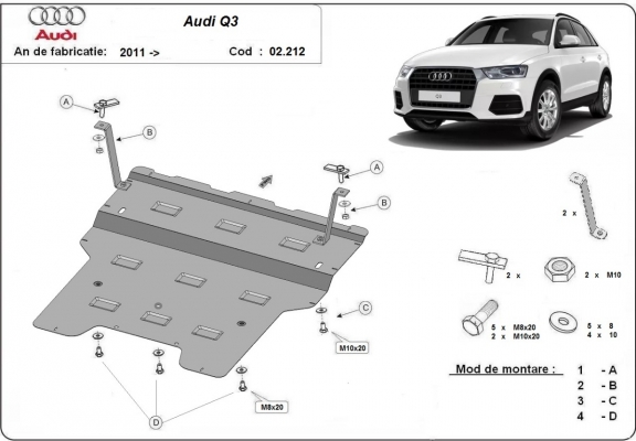 Motor Beschermplaat voor Audi Q3