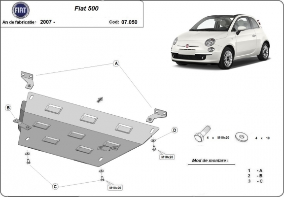 Motor Beschermplaat voor Fiat 500