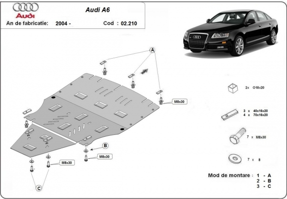 Motor, Versnellingsbak en Radiator Beschermplaat voor Audi A6