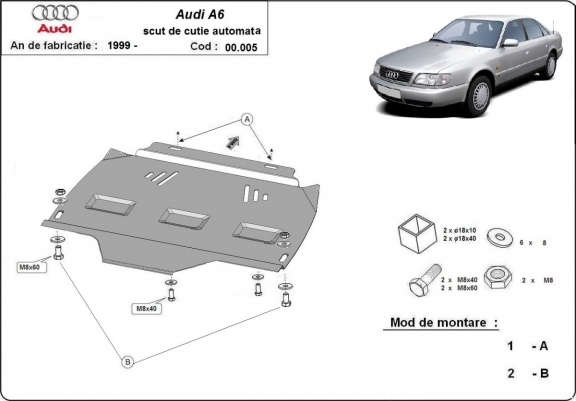 Versnellingsbak Beschermplaat voor Audi A6 - automatique