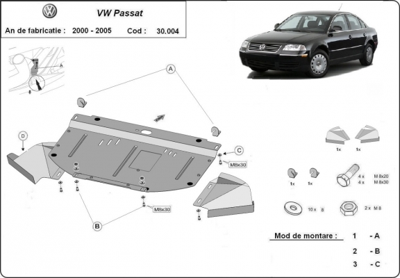 Motor en Radiator Beschermplaat voor VW Passat B5.5