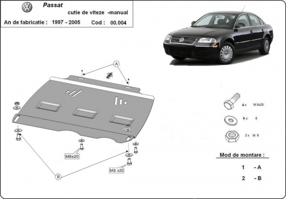 Versnellingsbak Beschermplaat voor VW Passat  B5, B5.5- manuelle