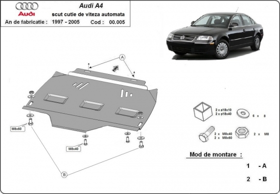 Versnellingsbak Beschermplaat voor VW Passat  B5, B5.5- automatisch
