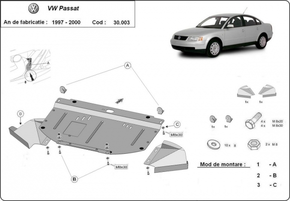 Motor en Radiator Beschermplaat voor VW Passat B5