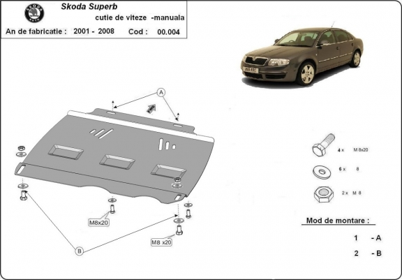 Versnellingsbak Beschermplaat voor Skoda Superb - manuelle