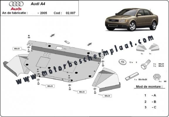 Motor en Radiator Beschermplaat voor Audi A4  B6