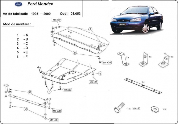 Motor, Versnellingsbak en Radiator Beschermplaat voor Ford Mondeo 1,2