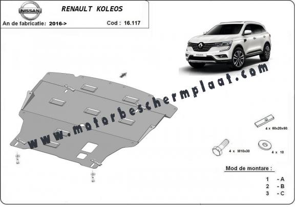 Motor, Versnellingsbak en Radiator Beschermplaat voor Renault Koleos