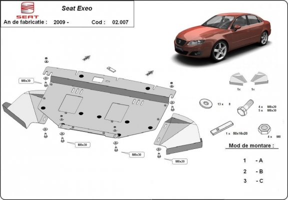 Motor en Radiator Beschermplaat voor Seat Exeo