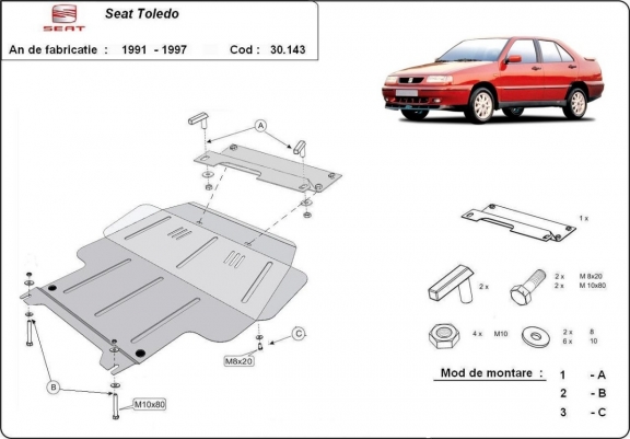 Motor, Versnellingsbak en Radiator Beschermplaat voor Seat Toledo 1