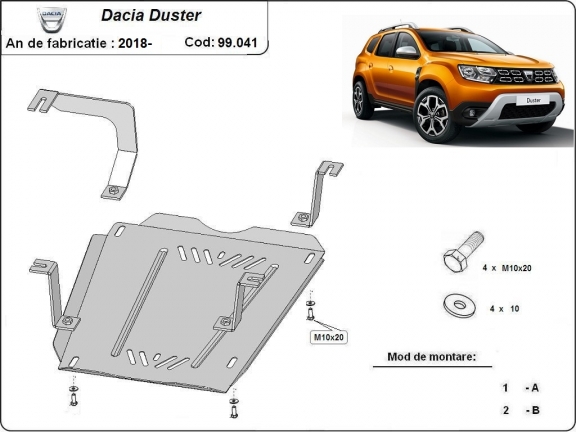 Brandstoftank Beschermplaat voor Dacia Duster