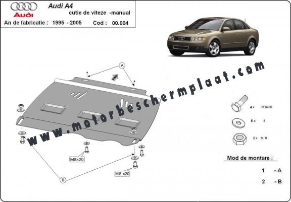 Versnellingsbak Beschermplaat voor Audi A4  B6 - manuelle