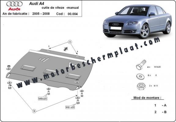 Versnellingsbak Beschermplaat voor Audi A4  B7 - manuelle