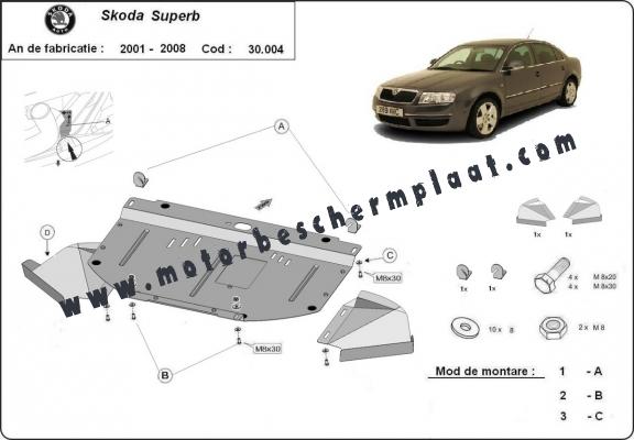 Motor en Radiator Beschermplaat voor Skoda Superb - 1,8 1,9 2,0 TDI