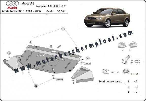 Motor en Radiator Beschermplaat voor Audi A4  B6