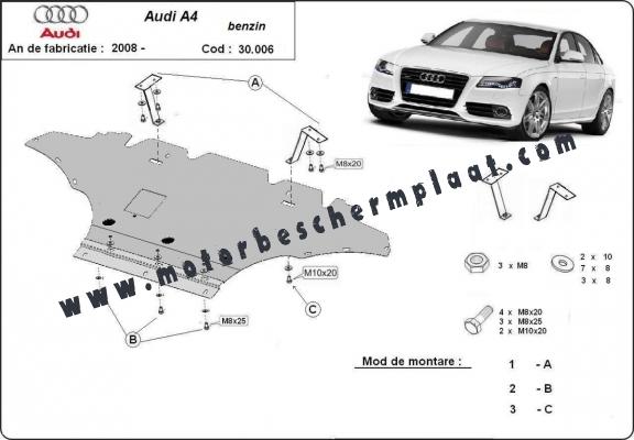 Motor en Radiator Beschermplaat voor Audi A4 B8, benzine