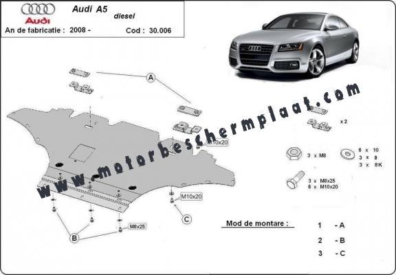 Motor en Radiator Beschermplaat voor Audi A5, diesel