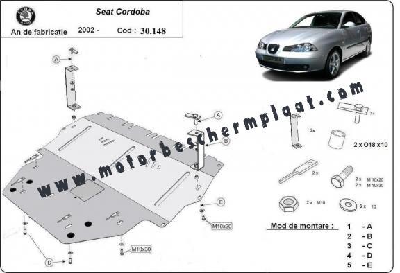 Motor, Versnellingsbak en Radiator Beschermplaat voor Seat Cordoba Diesel