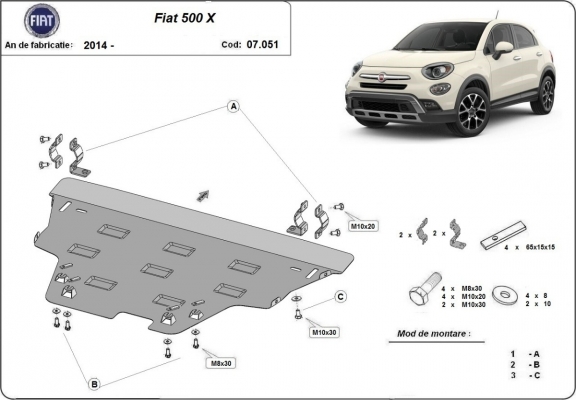 Motor Beschermplaat voor Fiat 500x