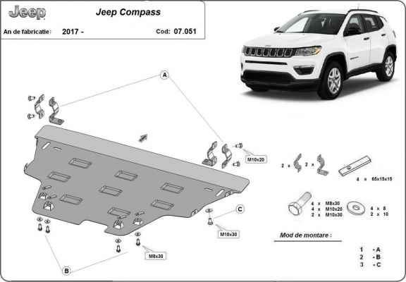 Motor Beschermplaat voor Jeep Compass