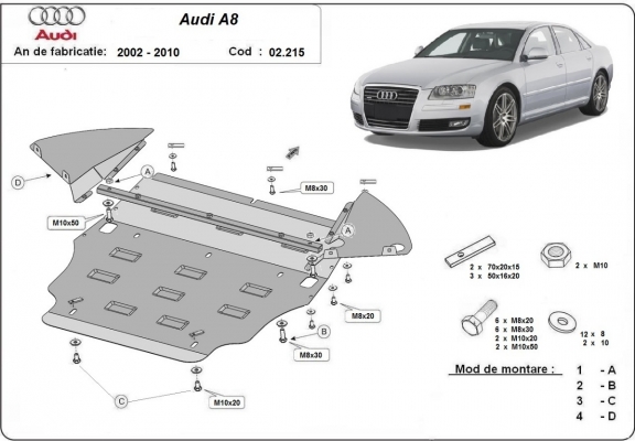 Motor Beschermplaat voor Audi A8