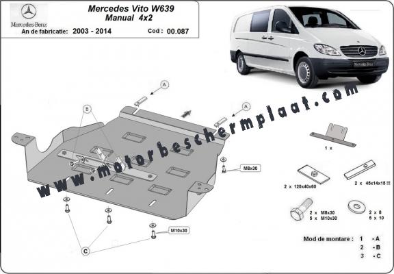 Versnellingsbak Beschermplaat voor Mercedes Vito W639 - 2.2 D 4x2