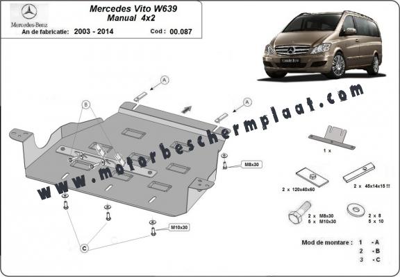 Versnellingsbak Beschermplaat voor Mercedes Viano W639 - 2.2 D 4x2