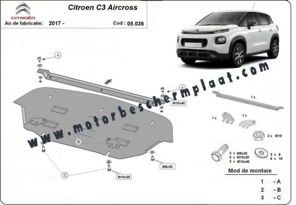 Motor, Versnellingsbak en Radiator Beschermplaat voor Citroen C3 Aircross