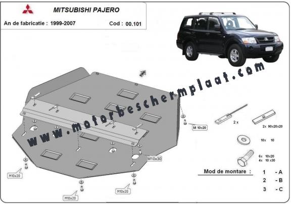 Versnellingsbak Beschermplaat voor Mitsubishi Pajero 3 (V60, V70) Vers 2.0