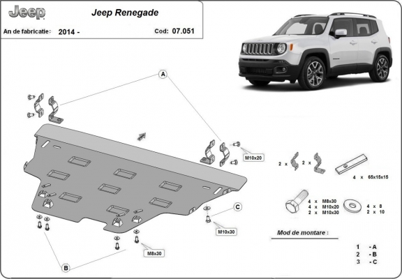 Motor Beschermplaat voor Jeep Renegade