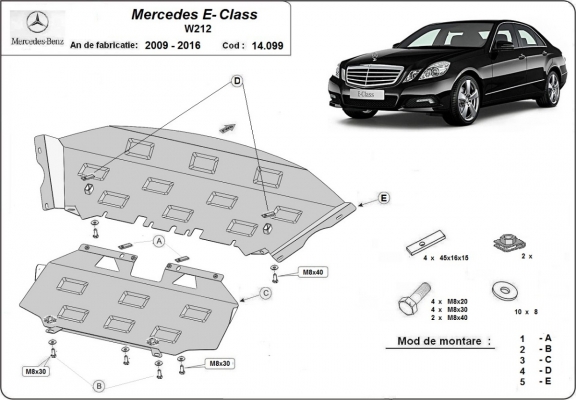 Motor en Radiator Beschermplaat voor Mercedes E-Classe W212