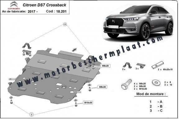 Motor, Versnellingsbak en Radiator Beschermplaat voor Citroen DS7 Crossback
