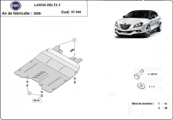 Motor en Versnellingsbak Beschermplaat voor Lancia Delta 3