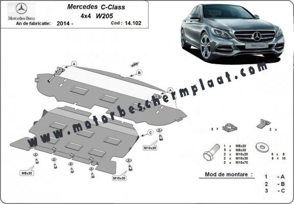 Motor Beschermplaat voor Mercedes C-Class W205 4x4