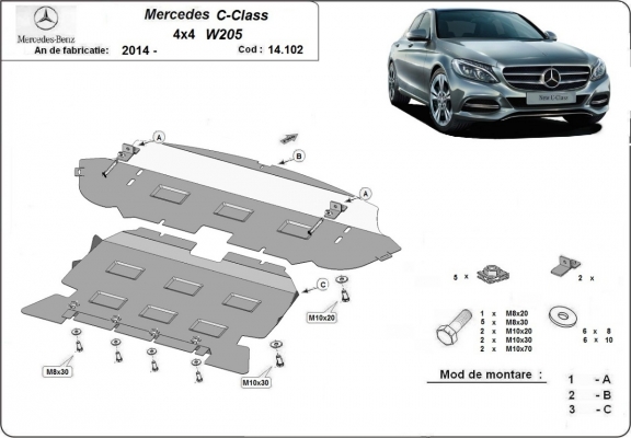 Motor Beschermplaat voor Mercedes C-Class W205 4x4