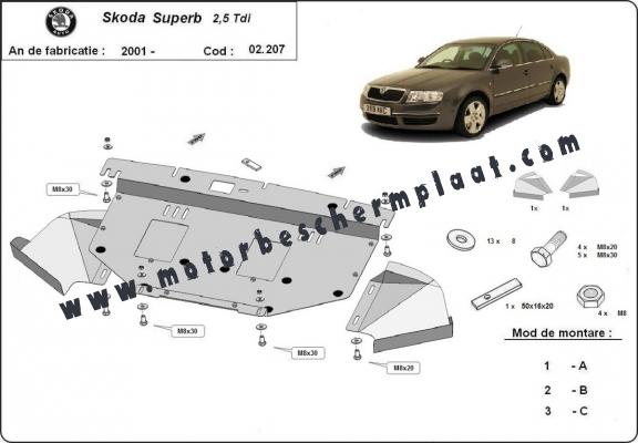 Motor en Radiator Beschermplaat voor Skoda Superb