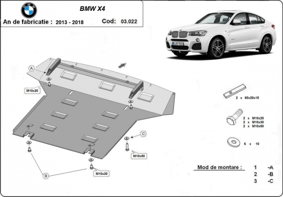 Motor Beschermplaat voor BMW X4 F26