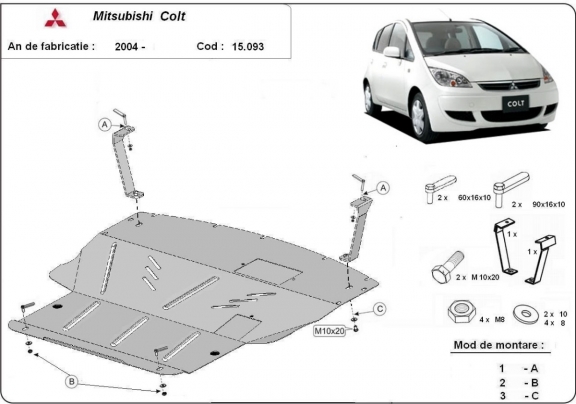 Motor, Versnellingsbak en Radiator Beschermplaat voor Mitsubishi Colt